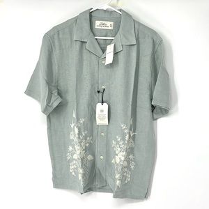 Men's Light Gray Floral Embroidered Shirt